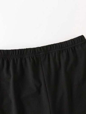 مجموعة قصيرة الأكمام كبيرة الحجم للبنات، بتفاصيل ملاك جميلة، شورت ليغينغ مطاطي، ملابس شبابية عصرية للربيع والصيف