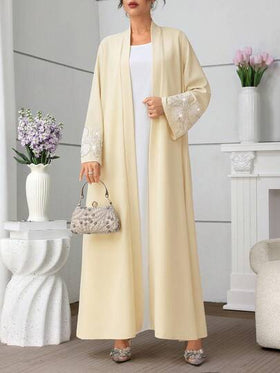 Al Najma رمضان عباءة نسائية عربية طويلة الأكمام مطرزة ومزينة بالخرز