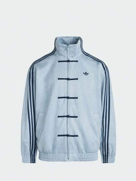Adidas (أديداس) أديداس أورجينالز جاكيت طويل الأكمام مخطط بياقة مندرين على الطراز الصيني، جاكيت رياضي فضفاض على الطراز الصيني الجديد CTT 3.1 SOFT، مناسب للجنسين