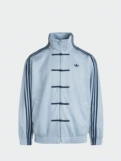 Adidas (أديداس) أديداس أورجينالز جاكيت طويل الأكمام مخطط بياقة مندرين على الطراز الصيني، جاكيت رياضي فضفاض على الطراز الصيني الجديد CTT 3.1 SOFT، مناسب للجنسين