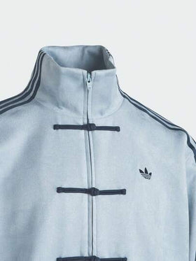 Adidas (أديداس) أديداس أورجينالز جاكيت طويل الأكمام مخطط بياقة مندرين على الطراز الصيني، جاكيت رياضي فضفاض على الطراز الصيني الجديد CTT 3.1 SOFT، مناسب للجنسين