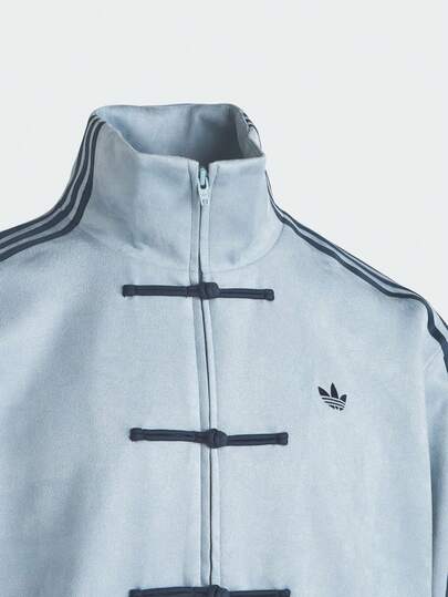 Adidas (أديداس) أديداس أورجينالز جاكيت طويل الأكمام مخطط بياقة مندرين على الطراز الصيني، جاكيت رياضي فضفاض على الطراز الصيني الجديد CTT 3.1 SOFT، مناسب للجنسين