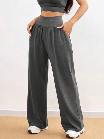 3 قطع بنطلونات نسائية فضفاضة واسعة الساق، خفيفة الوزن، متعددة الاستخدامات، مناسبة للياقة البدنية داخل المنزل والتمارين الخارجية والجري والملابس الكاجوال، خصر عالي مع جيوب جانبية، مناسبة للخريف والشتاء والربيع
