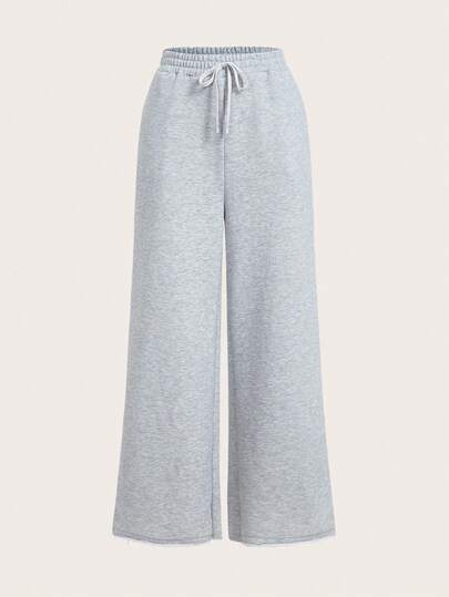 SHEIN EZwear بنطلون رياضي واسع الساق بلون أحادي للنساء قطعتان