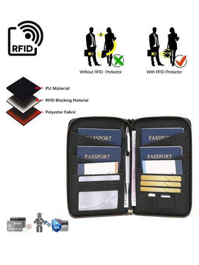 حقيبة جواز سفر CHARM INFINITE الجديدة المانعة لتقنية RFID، تستوعب عدة جوازات سفر، حافظة وثائق وتذاكر سفر، من خامة ناعمة مع سحاب طويل، مع حزام معصم قابل للفصل، هدية عيد الحب للزوجة أو الصديقة