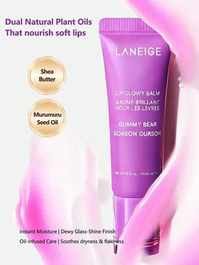 Laneige 10 جرام بلسم شفاه لامع، يحتوي على جوهر مرطب، غير لزج ومغذي، زيت شفاه بنكهة فواكه، يخلق مظهر شفاه لامع، مظهر كوري مبلل للمكياج
