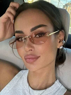 نظارات مستطيلة بدون إطار معدني للنساء، مناسبة للارتداء اليومي، التسوق، التصوير، مهرجانات Y2K والمناسبات الأخرى