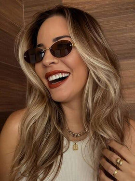نظارات مستطيلة بدون إطار معدني للنساء، مناسبة للارتداء اليومي، التسوق، التصوير، مهرجانات Y2K والمناسبات الأخرى