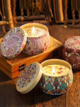 1 قطعة/2 قطعة/4 قطع - شموع معطرة، شموع معطرة في زجاجات ملونة، شموع في أوعية، حاملات شموع من شمع الصويا المصنوع يدويًا، مثالية لديكور المنزل والأعراس وزينة عيد الميلاد والمناسبات العطلات؛ هدايا رائعة للأصدقاء والعائلة؛ حاملات شموع معدنية مناسبة لعيد الميلا