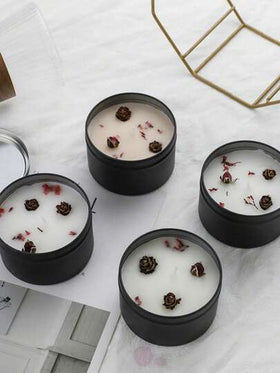 شمعة معطرة من شمع الصويا الممتاز في علبة معدنية، مزينة بأزهار مجففة، هدية مفكرة للنساء والأصدقاء وعيد الأم والزفاف وعيد الهالوين