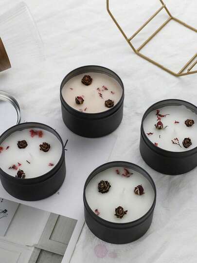 شمعة معطرة من شمع الصويا الممتاز في علبة معدنية، مزينة بأزهار مجففة، هدية مفكرة للنساء والأصدقاء وعيد الأم والزفاف وعيد الهالوين