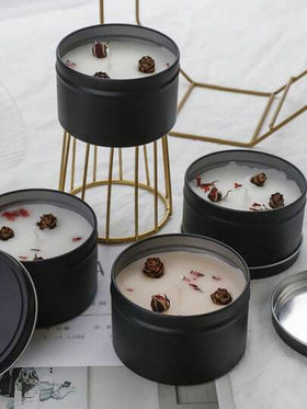 شمعة معطرة من شمع الصويا الممتاز في علبة معدنية، مزينة بأزهار مجففة، هدية مفكرة للنساء والأصدقاء وعيد الأم والزفاف وعيد الحب