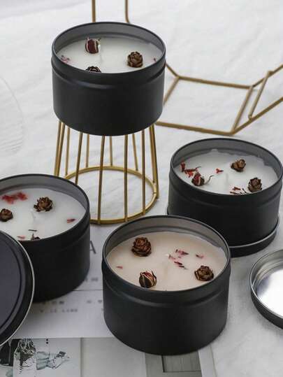 شمعة معطرة من شمع الصويا الممتاز في علبة معدنية، مزينة بأزهار مجففة، هدية مفكرة للنساء والأصدقاء وعيد الأم والزفاف وعيد الحب