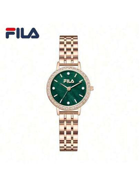 ساعة نسائية كوارتز من FILA - علبة مرصعة بالكريستال اللامع، قرص نجمي، سوار من اللؤلؤ وسلسلة من الفولاذ المقاوم للصدأ | هدية فاخرة | تأتي مع علبة هدايا أنيقة | مثالية للحفلات والاحتفالات | جودة العلامة التجارية الموثوقة
