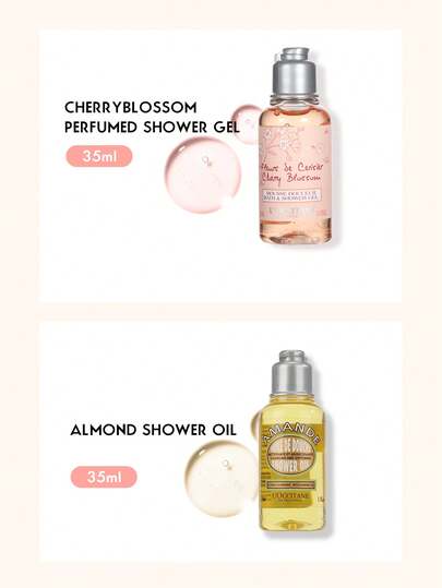 زيت استحمام اللوز وجل استحمام زهر الكرز من L'Occitane (جل استحمام 35مل*2 وزيت استحمام 35مل*2) - 1.18