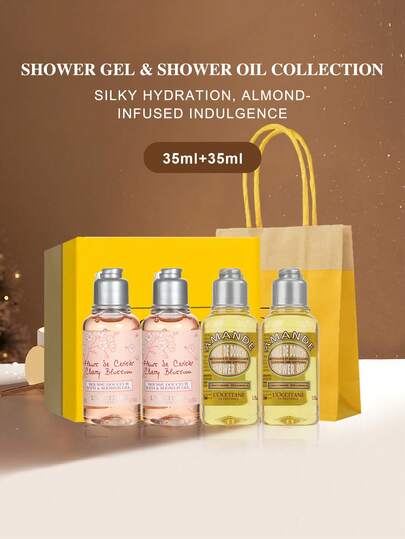 زيت استحمام اللوز وجل استحمام زهر الكرز من L'Occitane (جل استحمام 35مل*2 وزيت استحمام 35مل*2) - 1.18