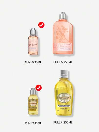 زيت استحمام اللوز وجل استحمام زهر الكرز من L'Occitane (جل استحمام 35مل*2 وزيت استحمام 35مل*2) - 1.18