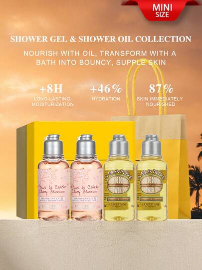 زيت استحمام اللوز وجل استحمام زهر الكرز من L'Occitane (جل استحمام 35مل*2 وزيت استحمام 35مل*2) - 1.18