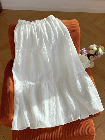 SHEIN EZwear تنورة خصر عالي حافة مكشكشة