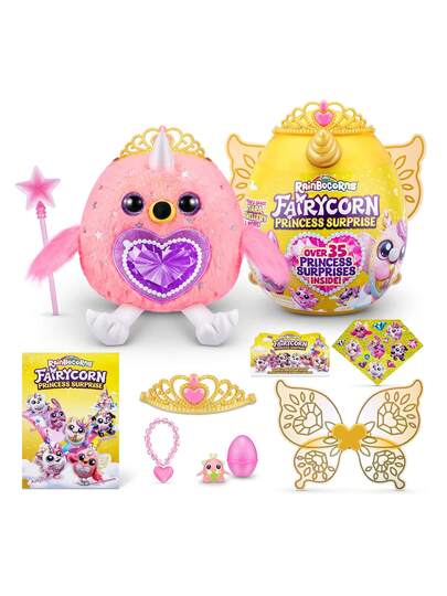 ZURU Rainbocorns Fairycorn Princess Surprise، دمية ناعمة قابلة للجمع بطول 11 بوصة، بيضة مفاجأة، أجنحة جنية قابلة للارتداء، أميرة سحرية، للأعمار 3+ للبنات، الأطفال