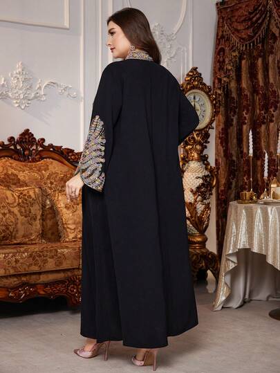 Al Najma رمضان جلابيات قفاطين رمضان فستان أنيق مطرز للمرأة بحجم كبير، بطراز تركي راقي