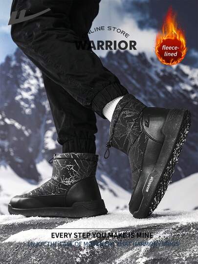 WARRIOR بوت ثلج رجالية من طراز الحرب مريحة للشارع ذات نعل سميك، خفيفة الوزن ومريحة وقابلة للتنفس للخريف والشتاء، بتصميم متواضع وعصري مناسب للارتداء اليومي طوال العام، مقاومة للتآكل والارتداء لفترات طويلة، بوت تدريب مبطنة بالحرارة