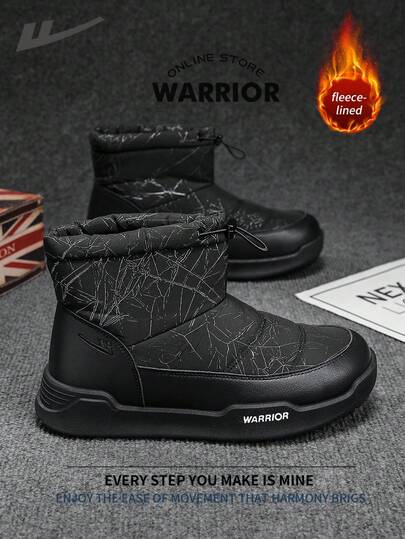 WARRIOR بوت ثلج رجالية من طراز الحرب مريحة للشارع ذات نعل سميك، خفيفة الوزن ومريحة وقابلة للتنفس للخريف والشتاء، بتصميم متواضع وعصري مناسب للارتداء اليومي طوال العام، مقاومة للتآكل والارتداء لفترات طويلة، بوت تدريب مبطنة بالحرارة