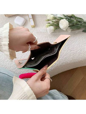 حبل ربيعي بألوان الدوبامين ~ محفظة عملات ثلاثية الطي كرتونية متعددة الألوان، محفظة نسائية فاخرة هدية للنساء، محفظة صغيرة، محفظة جميلة، محفظة معصم، محفظة سلسلة، محفظة نقود، محافظ للنساء، محفظة للسيدات