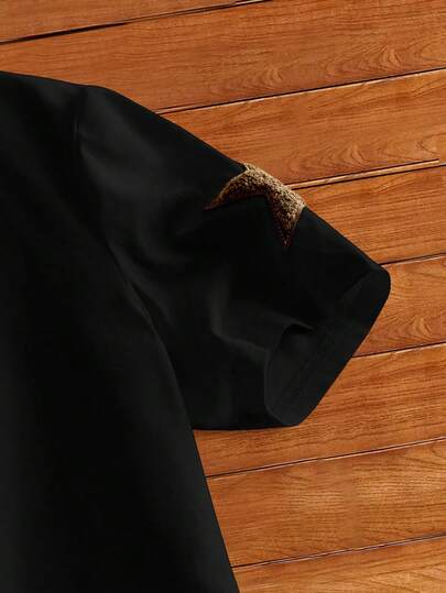HIMLAND تي شيرت كاجوال للرجال بأكمام قصيرة مطرز بنجمة خماسية، مناسب للارتداء اليومي
