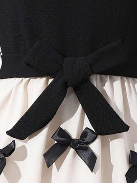SHEIN فستان أنيق للفتيات المراهقات مزين بلوحات اللون وفصوص الراين والفيونكة
