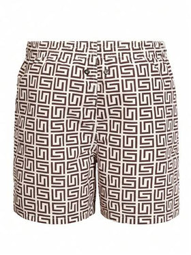 Manfinity Swimmode سراويل سباحة كاجوال مطبوعة بحبال ربط للرجال
