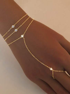 سوار فضة عيار 925 متعدد الطبقات مع خاتم للأصابع، مناسب للارتداء اليومي والحفلات