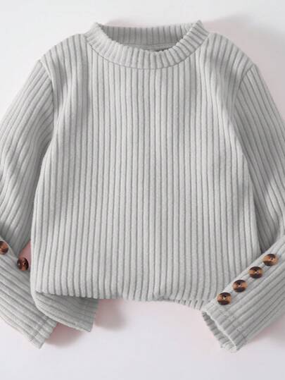 Elladie kids مجموعة من قطعتين تتكون من تي شيرت وتنورة مزخرفة بأكمام طويلة باللون الوردي للفتيات الصغيرات