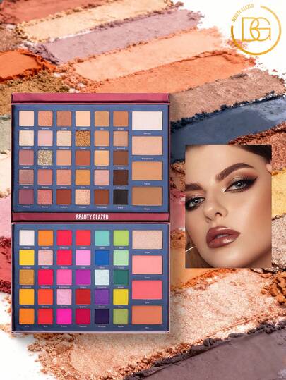beauty glazed 68 لون ظلال عيون بألوان مطفأة ولامعة، عالية الصبغة، طويلة الأمد، مقاومة للماء