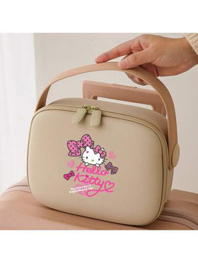 Hello Kitty حقيبة مكياج كبيرة السعة مقاومة للصدمات، صندوق تخزين مستحضرات التجميل المحمول للنساء، حقيبة أدوات التجميل، حقيبة سفر، ديكور غرفة المكياج، حقيبة مكياج، ضروريات السفر
