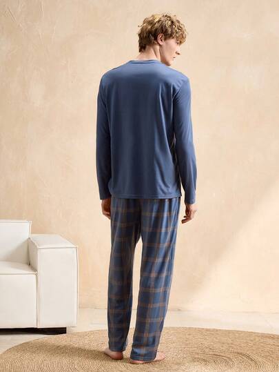 SHEIN بدلة راحة رجالية بطبعة مربعات