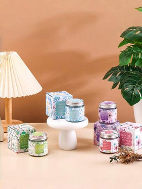 شمعة معطرة من الزجاج بتصميم سلسلة زهرة النيلوفر الرباعية الألوان، قطر 6.2 سم/2.44 بوصة، خالية من الدخان، طويلة الأمد، عالية الجودة، رومانسية، هدية مثالية للنساء، برائحة طويلة الأمد، يمكن استخدامها كديكور طاولة أو ديكور منزلي. مناسبة لعيد الحب