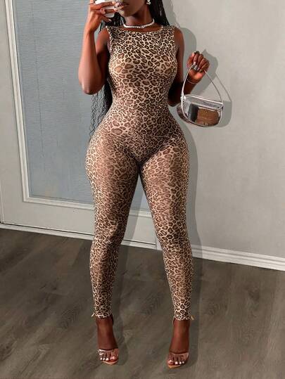 Slaydiva بدلة نسائية ضيقة بطبعة نمر، طويلة وبياقة دائرية كبيرة وظهر مكشوف، طراز ساخن وجذاب للفتيات، أسلوب بسيط وكاجوال مناسب للاستخدام اليومي والمناسبات