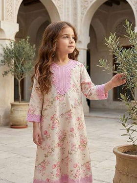 SHEIN فستان أكمام طويلة بطبعات زهور صغيرة باللون الأصفر للبنات، تصميم كاجوال مزين بالكشكشة مناسب للخروجات، للربيع والخريف