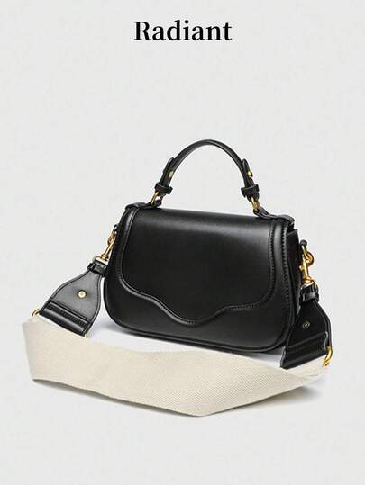 حقيبة يد 1 قطعة، حقيبة جديدة لعام 2025 بتصميم بسيط أسود، حقيبة كتف صغيرة (لا يشمل الحقيبة الهدية)