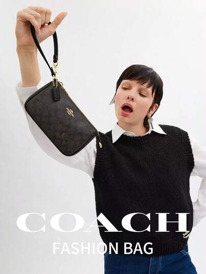 Coach حقيبة كتف نوليتا 19 للنساء، محفظة جلدية أنيقة معصم، حقيبة هوبو أنيقة تحت الإبط، حقيبة يد كلاتش كاجوال للسيدات مع سحاب إغلاق