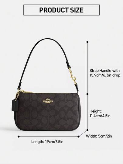 Coach حقيبة كتف نوليتا 19 للنساء، محفظة جلدية أنيقة معصم، حقيبة هوبو أنيقة تحت الإبط، حقيبة يد كلاتش كاجوال للسيدات مع سحاب إغلاق