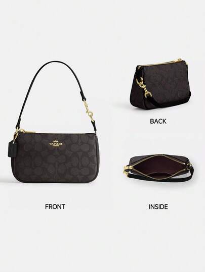 Coach حقيبة كتف نوليتا 19 للنساء، محفظة جلدية أنيقة معصم، حقيبة هوبو أنيقة تحت الإبط، حقيبة يد كلاتش كاجوال للسيدات مع سحاب إغلاق