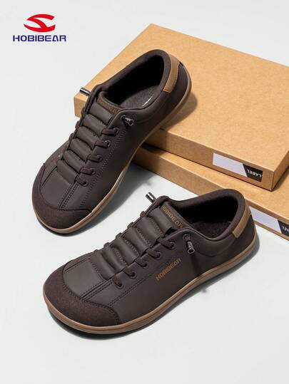 HOBIBEAR أحذية عداء مريحة ذات صندوق أصبع واسع، تصميم أحادي الحزام، يناسب الجنسين، بسيطة وقابلة للتنفس، أحذية عداء مريحة للمسارات، من جلد البولي يوريثان