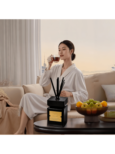1 طقم موزع قصبي 500مل / 1 طقم عطور أرومثيرابي 200مل، عطر زيوت أساسية بدون لهب من الدرجة الفندقية، قصبات من الخيزران، رائحة دائمة