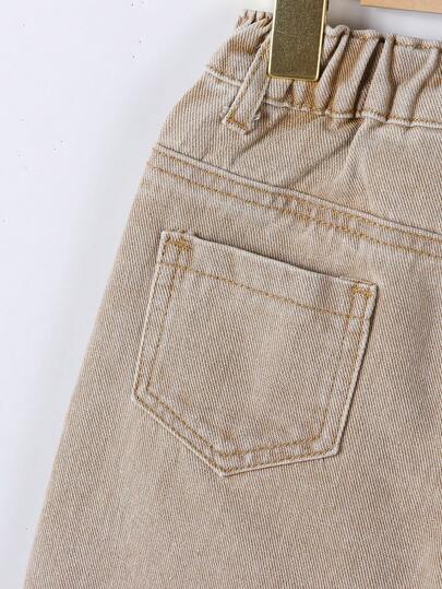 SHEIN Vintaside Kids بنطلون جينز فضفاض مريح واسع الساق بتصميم كاجوال عتيق للفتيات