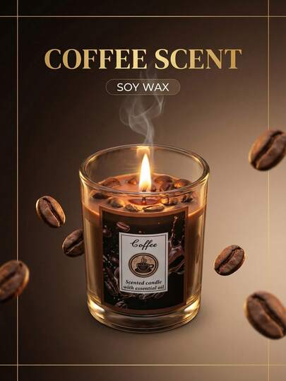 شمعة معطرة برائحة القهوة من شمع الصويا الطبيعي، خالية من الدخان وطويلة الأمد، مناسبة لاسترخاء غرفة المعيشة، محبي القهوة، استخدام غرفة النوم، رائحة تساعد على النوم