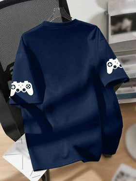 1 قطعة تي شيرت للأولاد بشعار "أكل، نوم، ألعاب" بموضوع ألعاب، مناسب للارتداء اليومي في المدرسة في فصلي الربيع والصيف