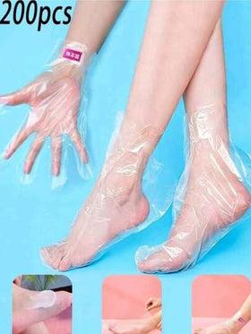 200/2 قطعة غشاء قدم طويل قابل للتخلص منه ومقاوم للماء، رعاية ترطيب الساق في SPA، قفازات ترطيب متعددة الوظائف مسمكة، مناسبة ل- SPA والعناية اليومية بالبشرة ومراكز الصحة والصالونات