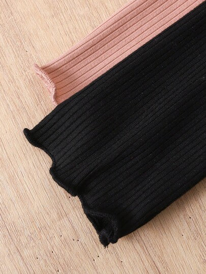 SHEIN مجموعة من قطعتين للفتيات المراهقات، ملابس علوية كاجوال أساسي بياقة عالية وأكمام طويلة بلون واحد مع تصميم موجي، مناسب للارتداء اليومي والمدرسة والحفلات، عرض اشتري واحد وأحصل على واحد مجانًا
